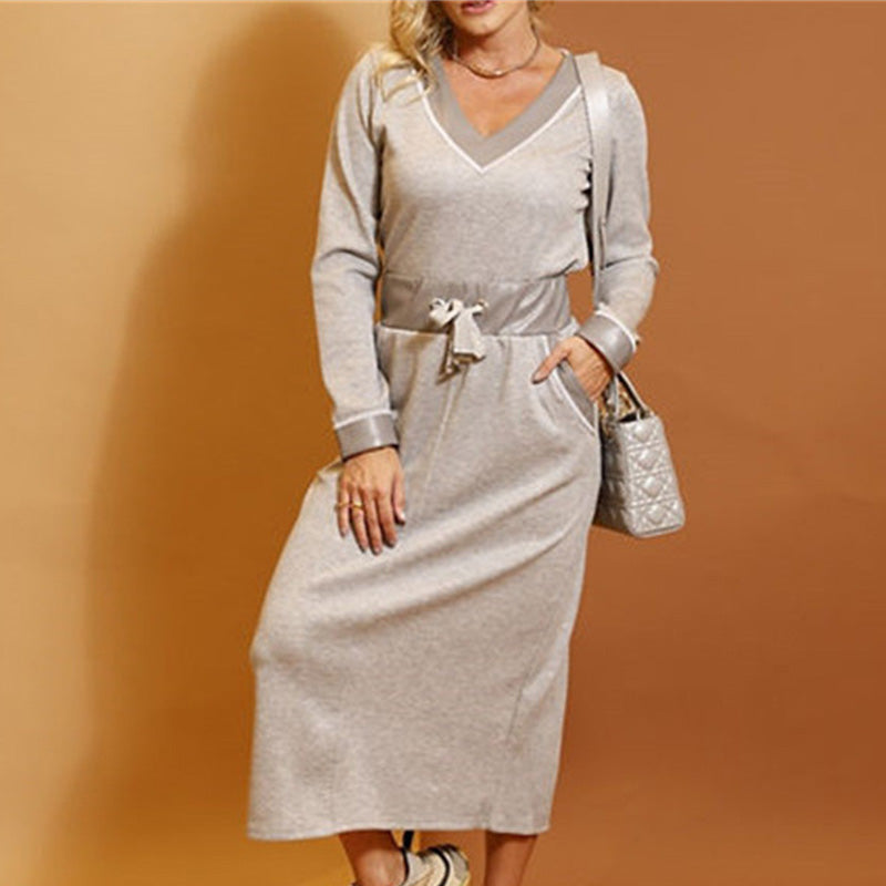 💗LETZTER TAG AKTION - 50% RABATT💗Modischer Zweiteiler: Langarm-Top mit V-Ausschnitt & Rock