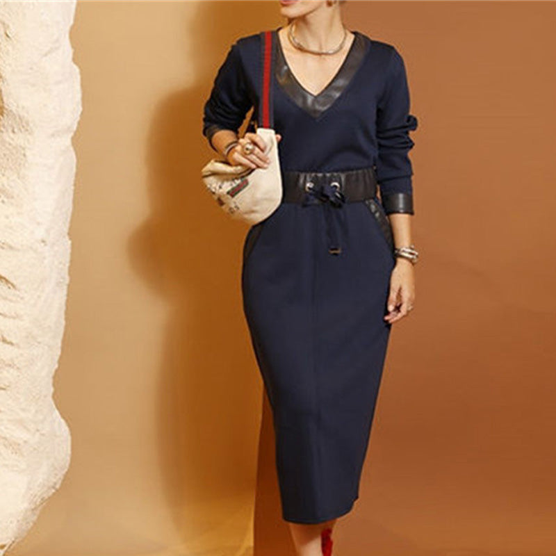 💗LETZTER TAG AKTION - 50% RABATT💗Modischer Zweiteiler: Langarm-Top mit V-Ausschnitt & Rock