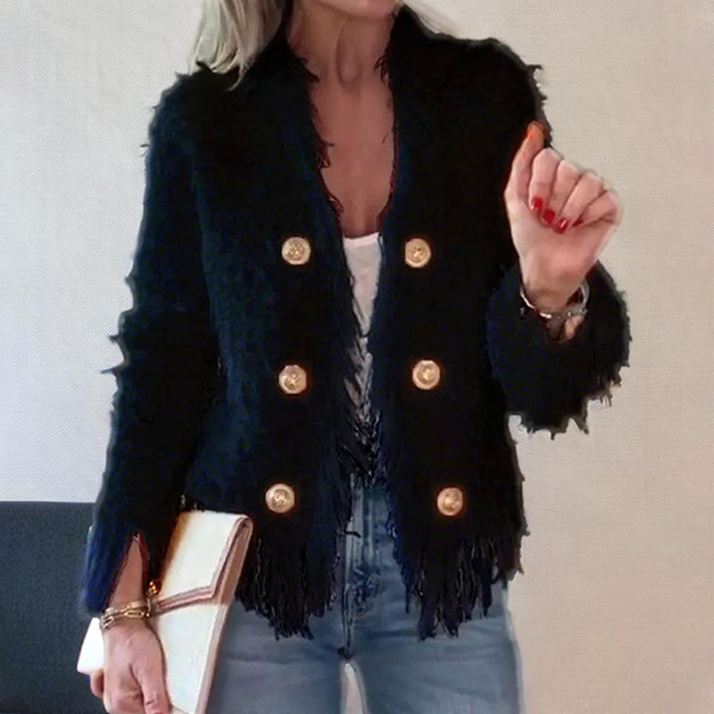 💗LETZTER TAG AKTION - 62% RABATT💗Modische Kurzjacke für Damen mit Knöpfen und Quasten