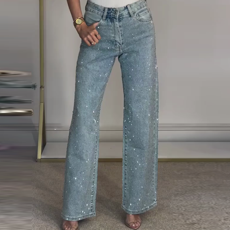 ✨2025 Bestseller - 50% Rabatt✨👗 Gerade Jeans mit Zubehör🔥Kostenloser Versand