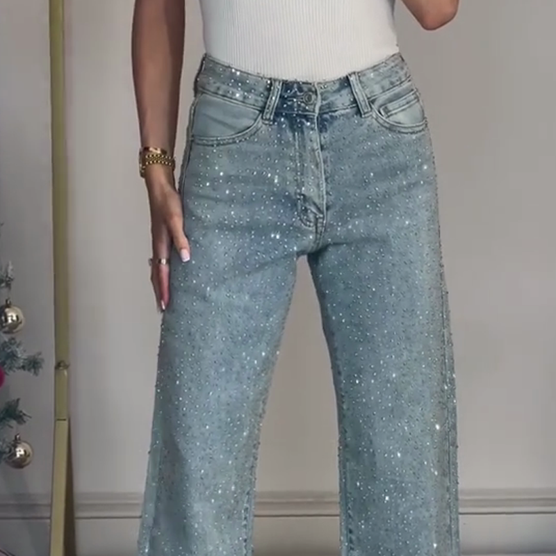 ✨2025 Bestseller - 50% Rabatt✨👗 Gerade Jeans mit Zubehör🔥Kostenloser Versand