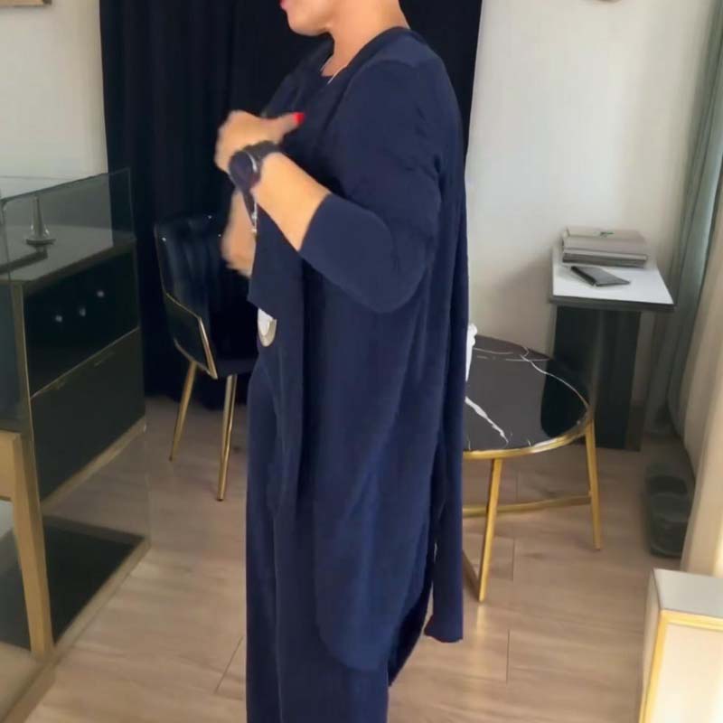 🌸Herbstverkauf👗 Elegantes dreiteiliges Set mit langem Cardigan – Weicher Stoff, stilvolles Oberteil und Hose, perfekt für den Weg zur Arbeit und den Alltag. ✨