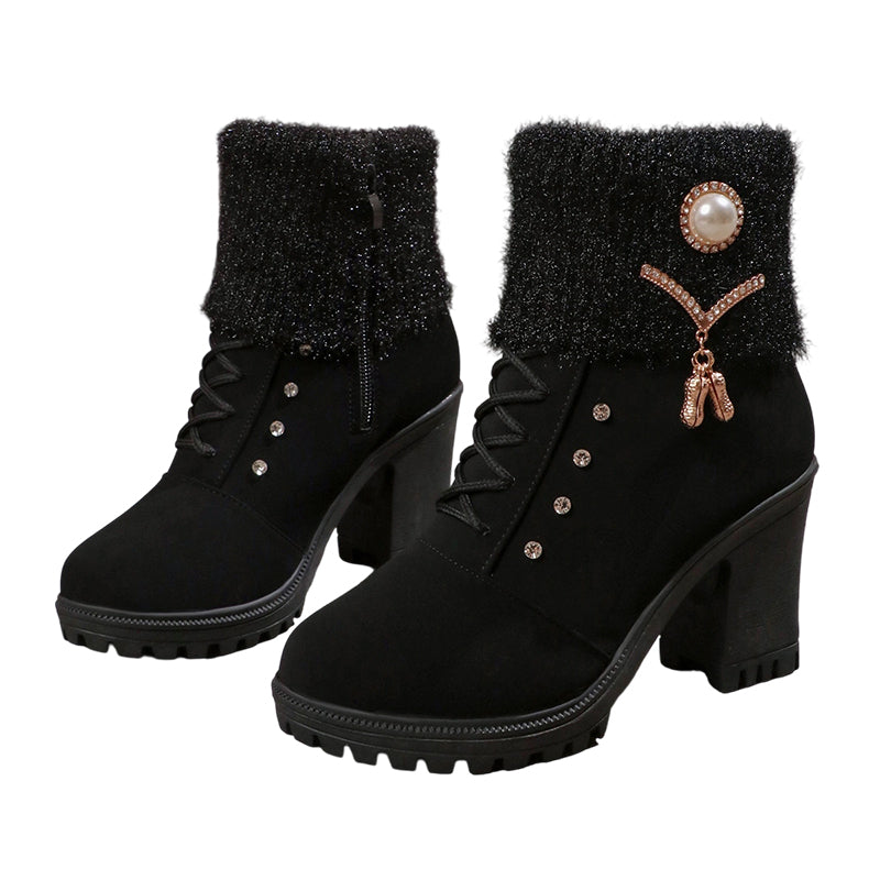 đ„Black-Friday-Mega-Angebot â 50 % Rabatt!đ„Warm gefĂŒtterte Damenstiefeletten mit Blockabsatz