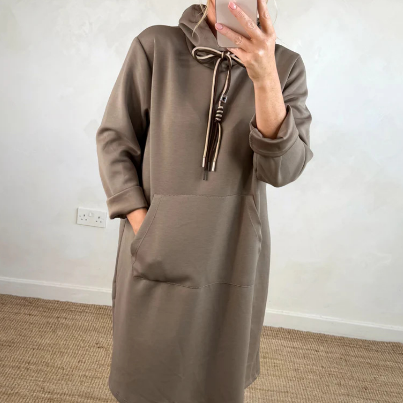 🎁Begrüßen Sie Weihnachten mit 50 % Rabatt💥Übergroßes langes Kapuzenkleid für Damen mit Taschen
