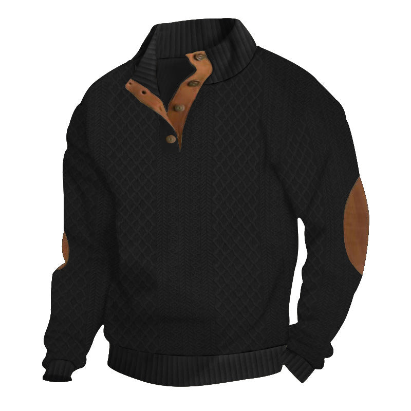 đ„Kostenloser Versand LĂ€ssiger Pullover mit langen Ărmeln und Ellbogenpatches fĂŒr Herren
