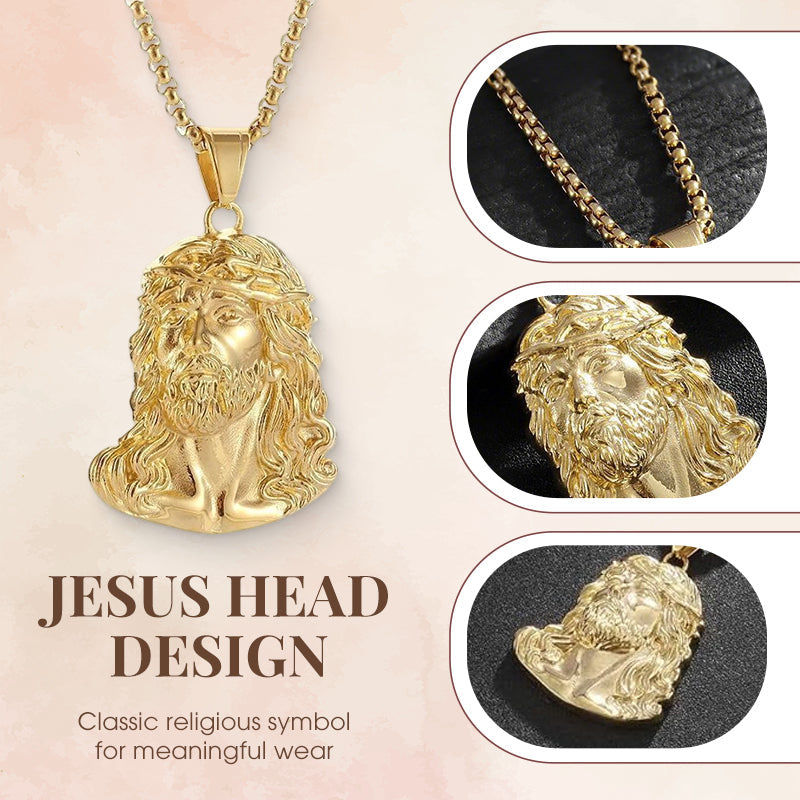 💜 LETZTER TAG DER AKTION – 50 % RABATT 💜Halskette mit Jesus-Kopf-Anhänger