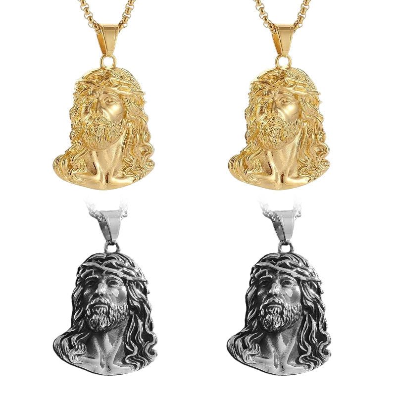 💜 LETZTER TAG DER AKTION – 50 % RABATT 💜Halskette mit Jesus-Kopf-Anhänger