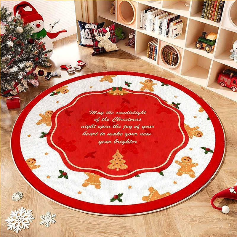 Rutschfester runder Teppich im Weihnachtsbaum-Design
