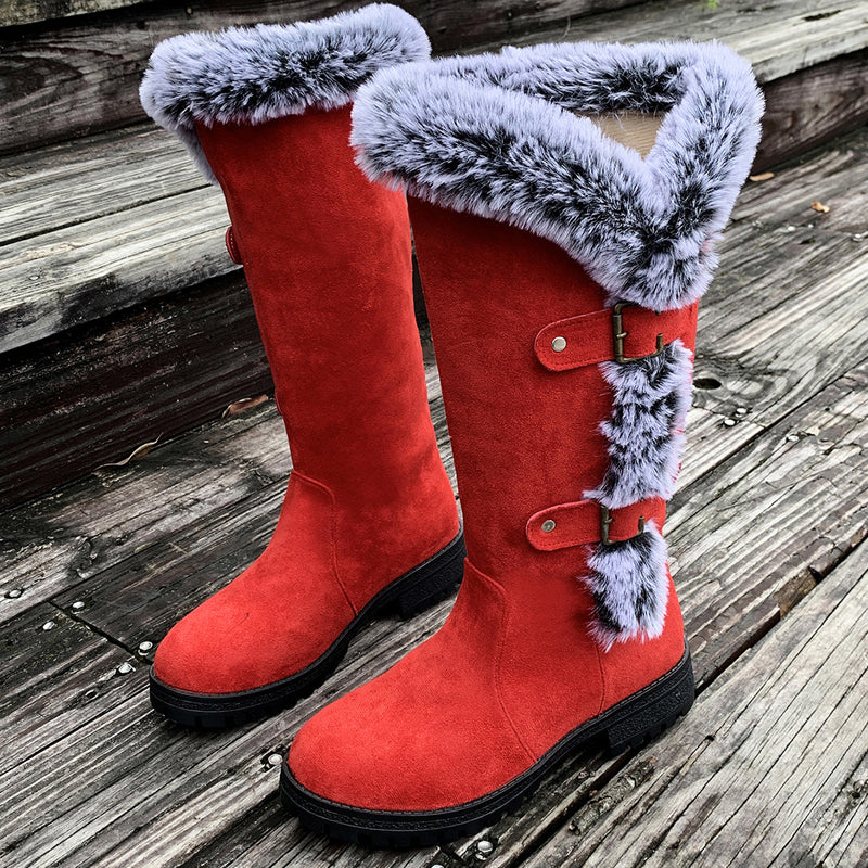 ✨ LETZTER TAG VERKAUF 71% RABATT ✨Damen Schneestiefel in mittlerer Wadenhöhe mit dicker Kunstplüsch-Fütterung