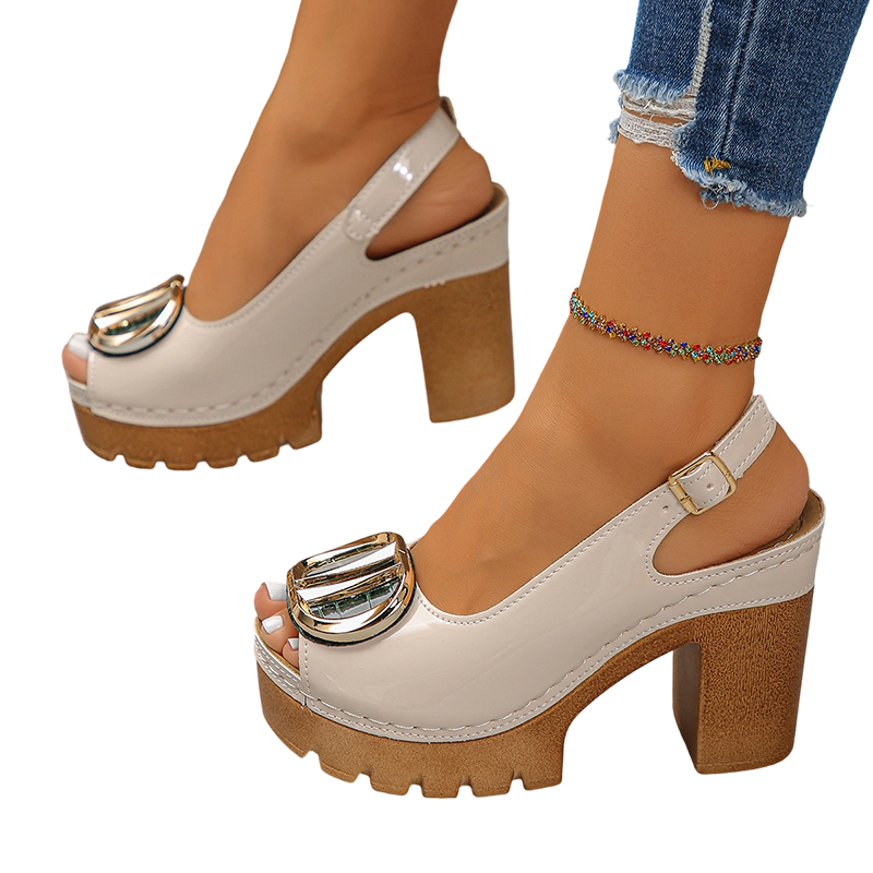 👡 Der letzte Tag 50% RABATT! ✨ Elegante Peep-Toe-Sandalen mit Schnallenabsatz – Stilvoll, Bequem & Perfekt Für Jeden Anlass 🌸