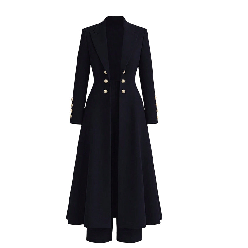 📢🎉🛍️✨Elegantes herbstliches 2-Teiler-Outfit für Damen mit Retro-Langmantel und schlichter Hose