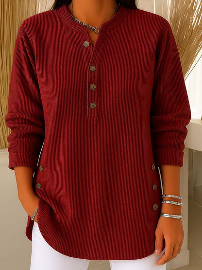 💃Letzter Tag 50 % Rabatt⏰Langärmeliges, locker gestricktes Sweatshirt aus einfarbigem Material mit Rundhalsausschnitt für Damen (2 Stück kaufen, versandkostenfrei)