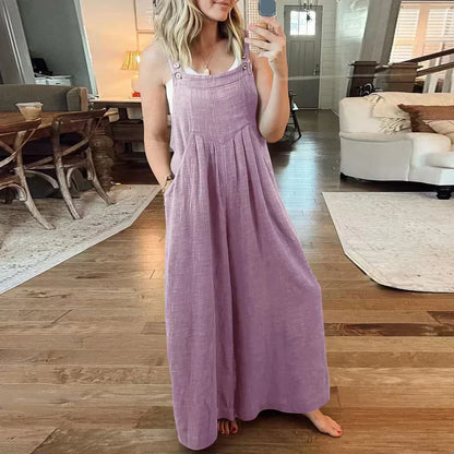 💝Ärmelloser Jumpsuit für Damen mit weitem Bein und Taschen