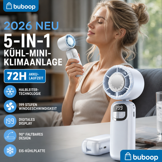 Neues 5-in-1-Kühlgerät 2026 – Handventilator mit Halbleiter-Kühlfunktion – Kühlplatte, 199 Windgeschwindigkeitsstufen, 5-in-1-Funktion und 72 Stunden Akkulaufzeit ❄️🌀