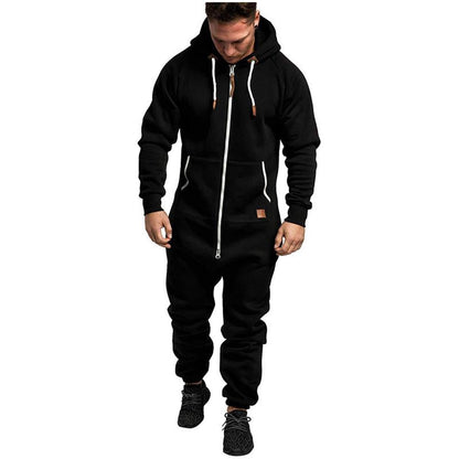 Kapuzen-Fleece-Einteiler in Uni-Farbe – Warm und gemütlich für Winter & Zuhause
