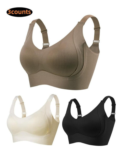 🎁 1 Kaufen, 1 Gratis 💕 Damen Rippenstrick Push-Up Verstellbarer Drahtloser BH