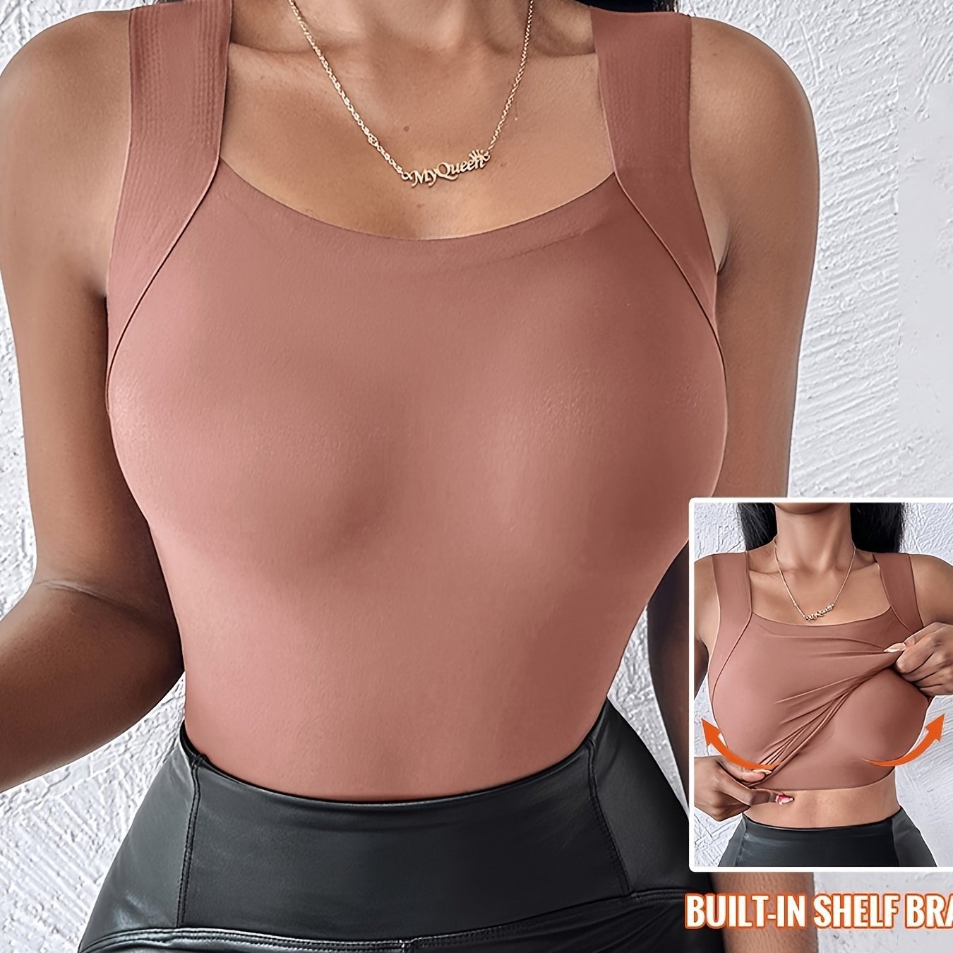 💐Thermische Tank-Tops für Damen mit U-Ausschnitt und integriertem BH💓