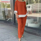 💃Seasonal Specials💃 Elegantes, langärmliges Hosenset mit Rundhalsausschnitt und geradem Bein