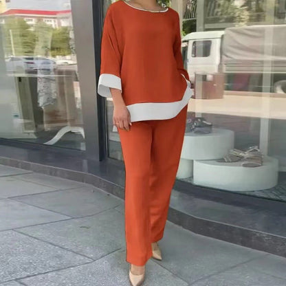 💃Seasonal Specials💃 Elegantes, langärmliges Hosenset mit Rundhalsausschnitt und geradem Bein
