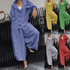 2-teiliges Set mit Jacke mit gestreiftem Revers und Hose mit weitem Bein