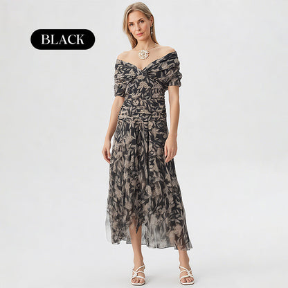🌸Neuerscheinung 50% RABATT💖 Damen Trägerlos-Kleid mit V-Ausschnitt und Druck