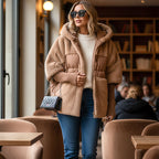 🔥Damen Oversized Pufferjacke mit Kapuze im Patchwork-Design🔥