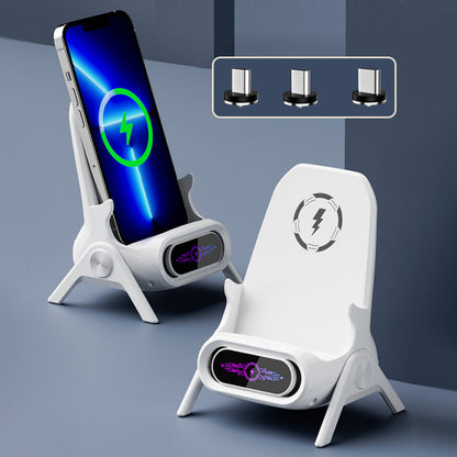 📱 50% RABATT！✨ Multifunktionale Kabellose Halterung mit Schnellladung - 360° Verstellbar mit LCD-Anzeige für Büro & Reise 🚗💻