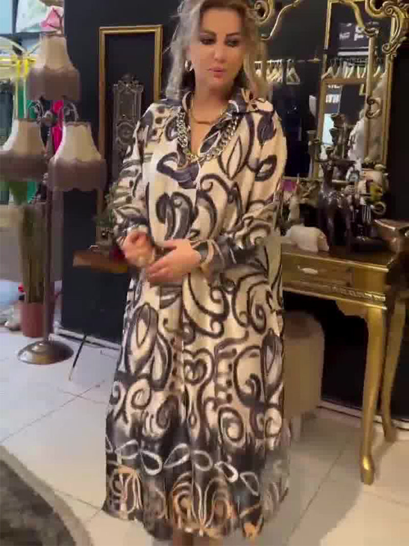 🥰49% de descuento💃Vestido estampado suelto y elegante.