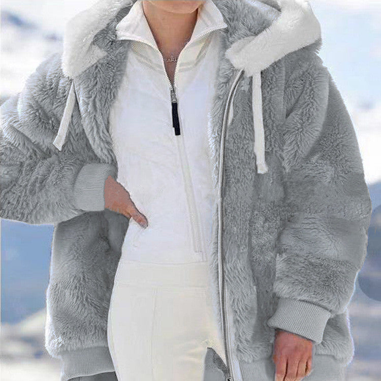 🎅Heiße Rabatte 50 % RABATT🔥Kapuzen-Fleecejacke mit Lammfellfutter🐑