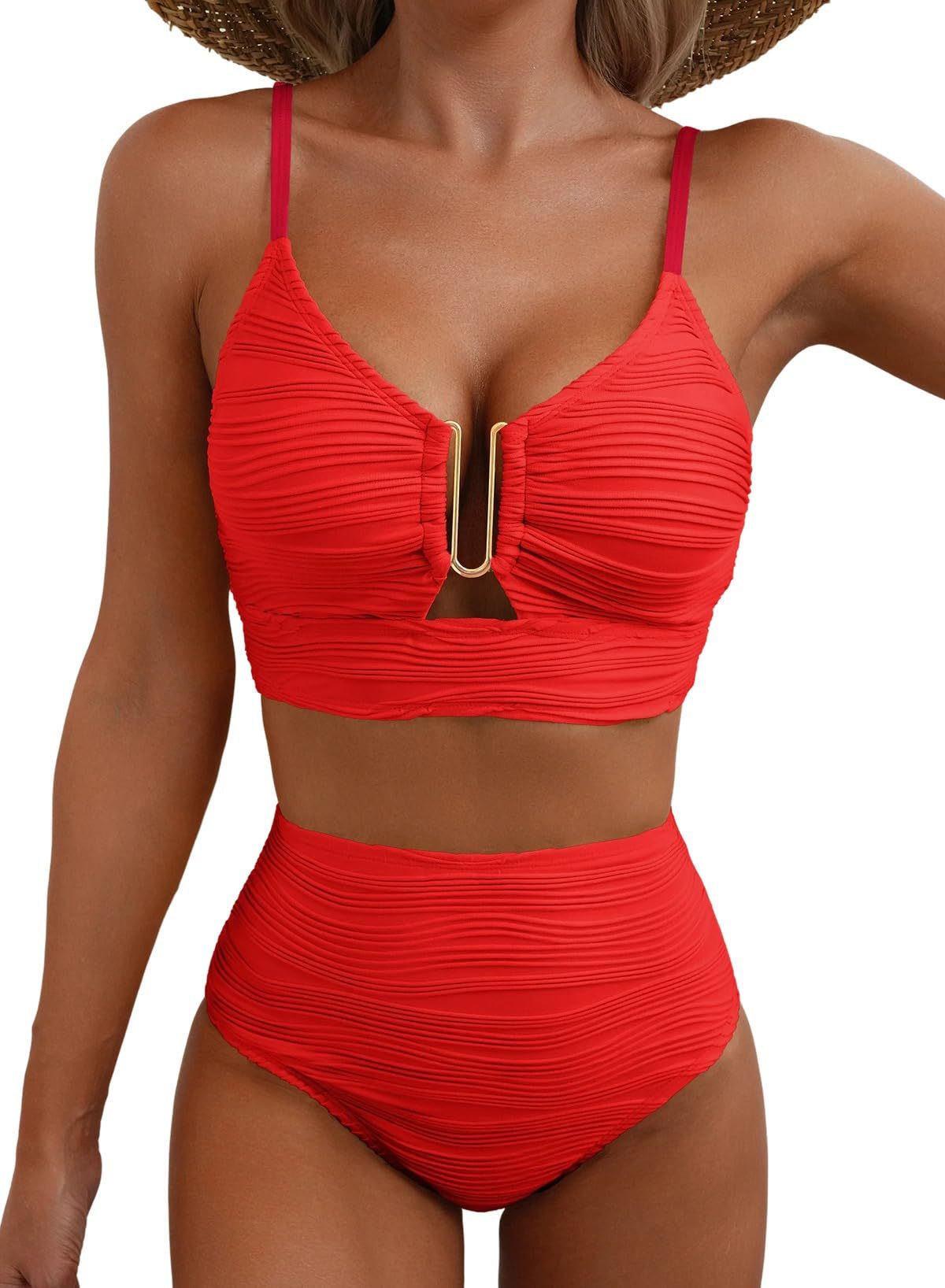 💕 LETZTER TAG AKTION – 50 % RABATT 💕Damen Push-up Bikini mit hohem Bund