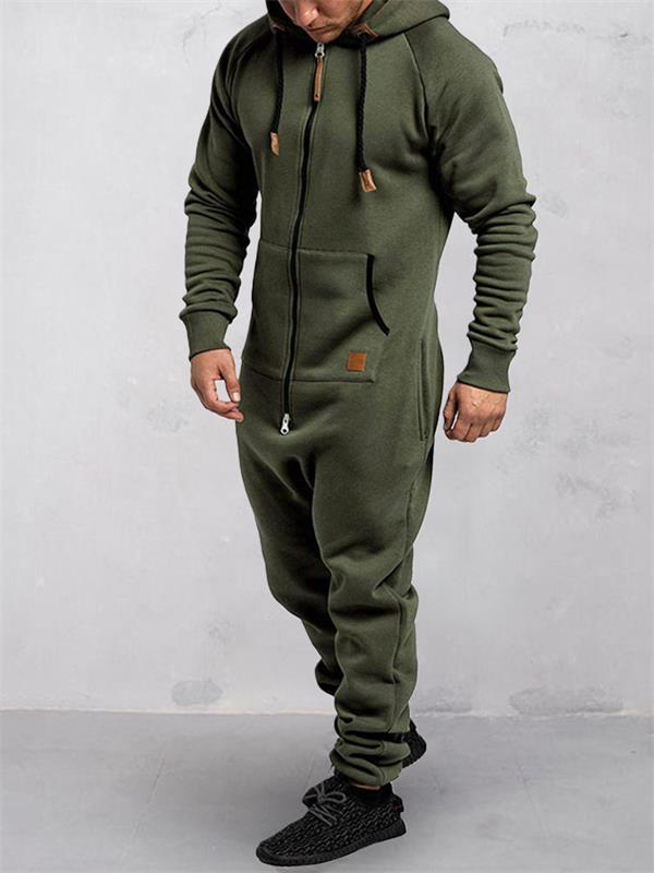 Kapuzen-Fleece-Einteiler in Uni-Farbe – Warm und gemütlich für Winter & Zuhause