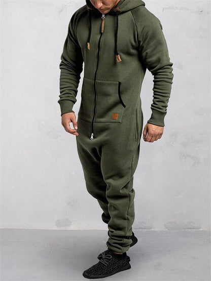 Kapuzen-Fleece-Einteiler in Uni-Farbe – Warm und gemütlich für Winter & Zuhause