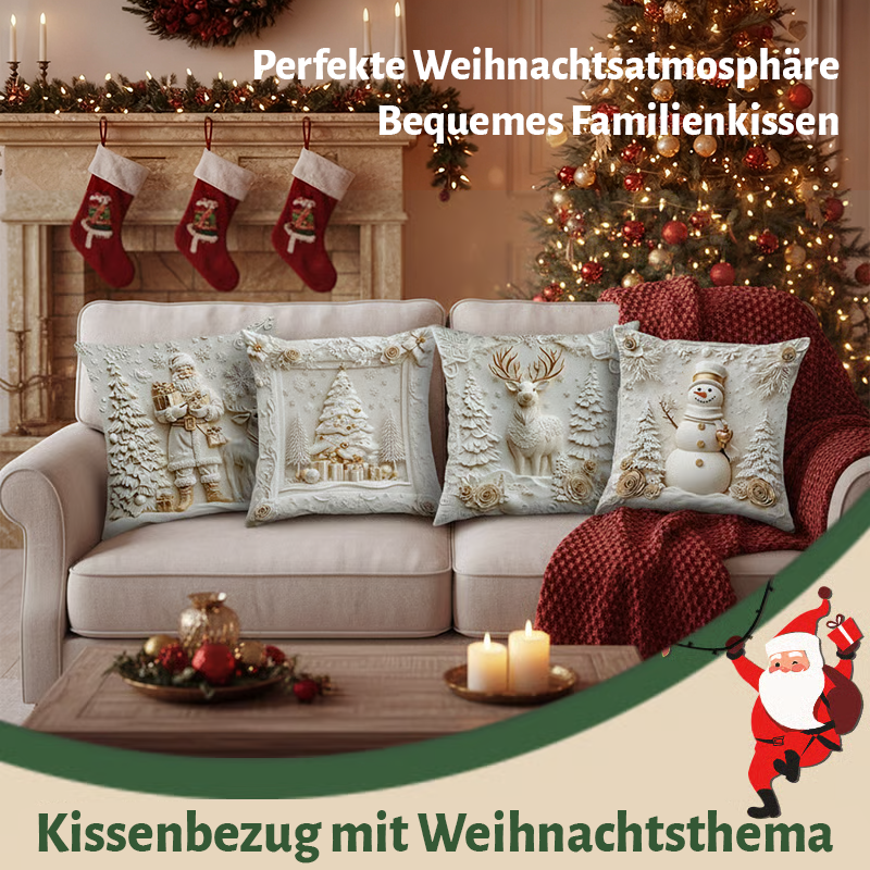 ⏰Letzter Tag: €12,99 für 4 Stück!!⚡50K+ verkauft!💕Kissenbezug mit Weihnachtsthema🎁