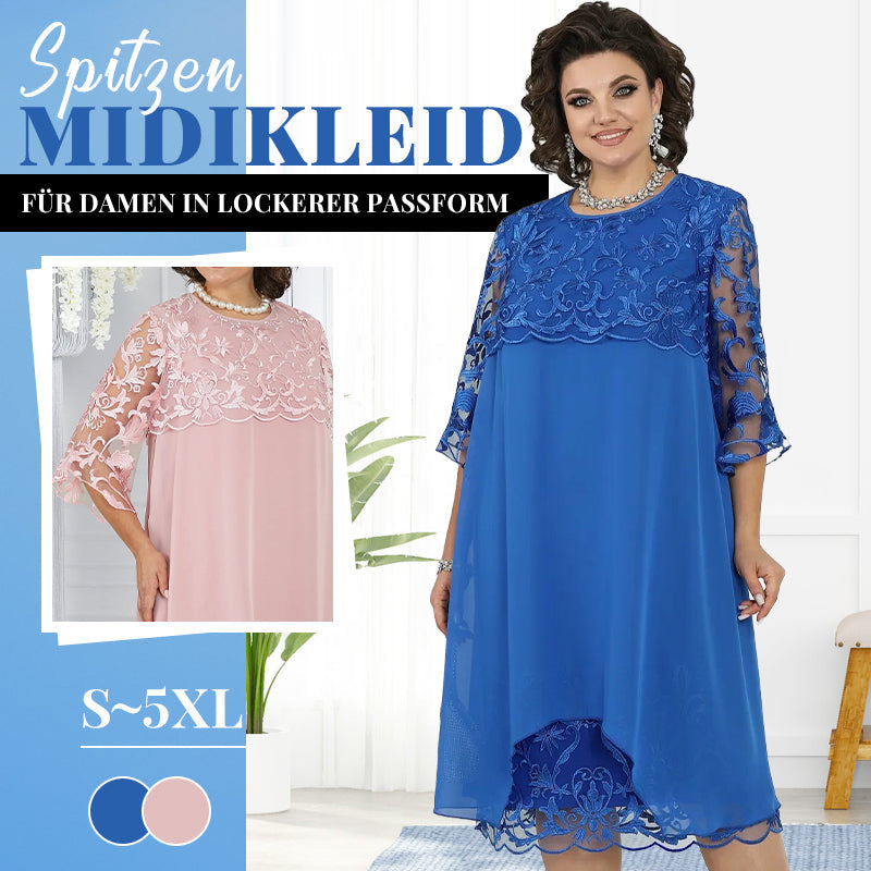⏳Begrenzte Zeit 50% Rabatt💥Pitzen-Midikleid für Damen in lockerer Passform