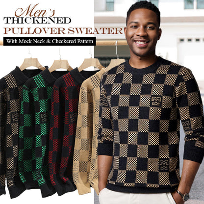 🔥Heißer Verkauf 54% OFF 🔥 Herren kariert gedruckt Mock Neck Verdickter Pullover Pullover