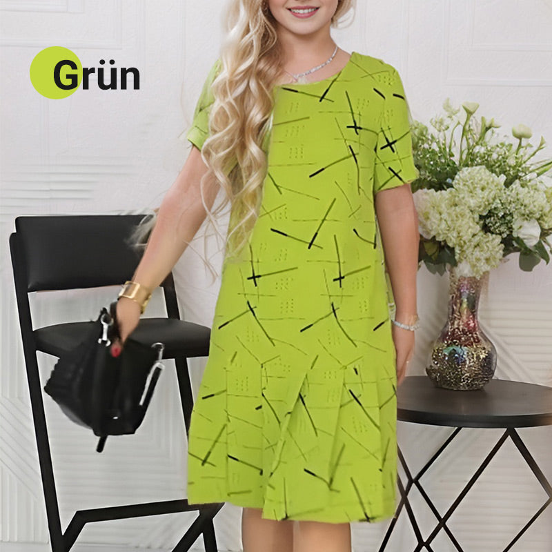 🔥Venta caliente en🌈¡Vestido plisado de manga corta estampado moderno para mujer! 🔥