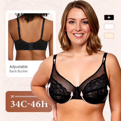 ⏳Nur für kurze Zeit: 50 % Rabatt!💥Minimizer-BH mit vollständiger Abdeckung und Spitze.