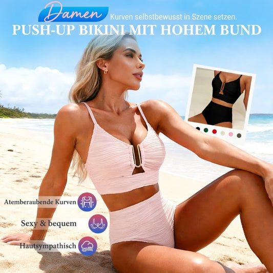 💕 LETZTER TAG AKTION – 50 % RABATT 💕Damen Push-up Bikini mit hohem Bund