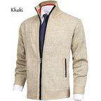 Solide Herrenfarbe Stehkragen Modische offene Strickjacke Cardigan
