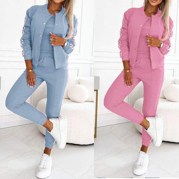 ⏳Begrenzte Zeit 50% Rabatt💥Dreiteiliges Set aus Baseballjacke und -hose für Damen