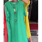 👗50% rabatt✨Lässiges Kleid mit V-Ausschnitt aus Baumwolle und Leinen