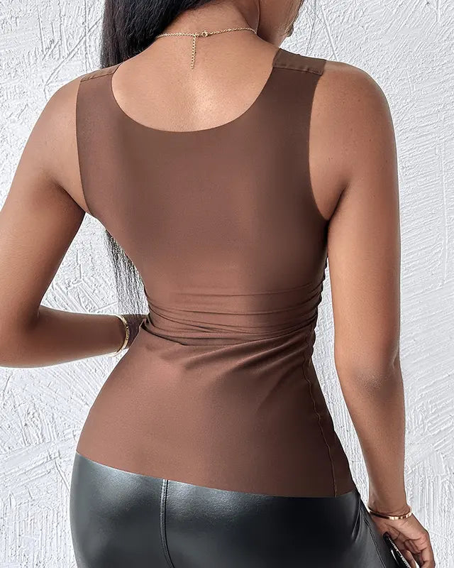🎁Weihnachtsverkauf 50 % Rabatt Damen Thermo-Tanktop mit U-Ausschnitt und integriertem BH