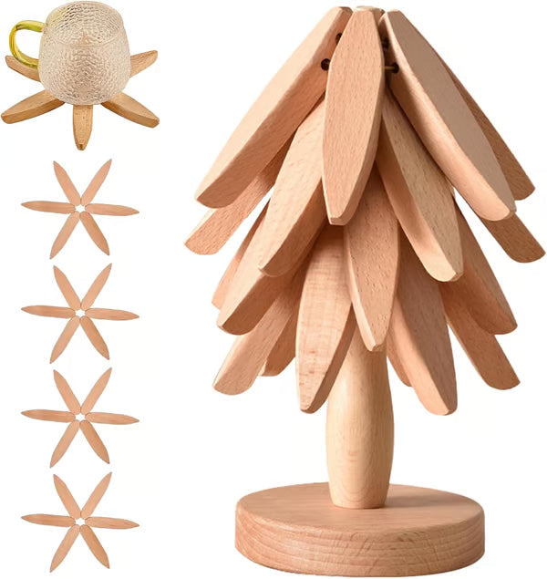 🧑‍🎄Heißer Weihnachtsverkauf🎄🎄Isolierte Untersetzer Massivholz-Weihnachtsbaum-Untersetzer