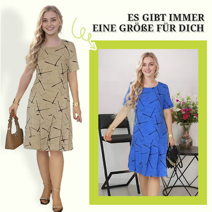 🔥Venta caliente en🌈¡Vestido plisado de manga corta estampado moderno para mujer! 🔥