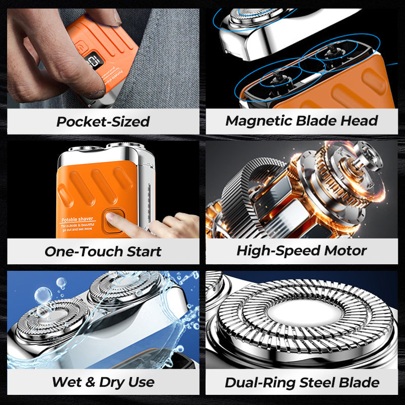 🔥2026 New Arrivals: 50% OFF for a Limited Time!🔥Mini Electric Rotary Dual Ring Pocket Shaver