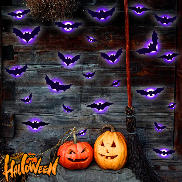 🔥🦇 Halloween-Atmosphäre mit leuchtenden 3D-Fledermäusen