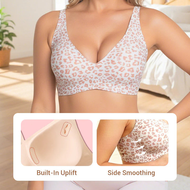 2-teiliges Set Recommended 💕 Jelly Wireless Damen Bequeme Wireless BHs Push-Up Bralettes Nahtlose T-Shirt-BHs Tiefer V-Alltags-BHs