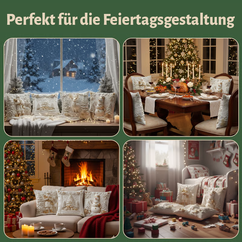⏰Letzter Tag: €12,99 für 4 Stück!!⚡50K+ verkauft!💕Kissenbezug mit Weihnachtsthema🎁