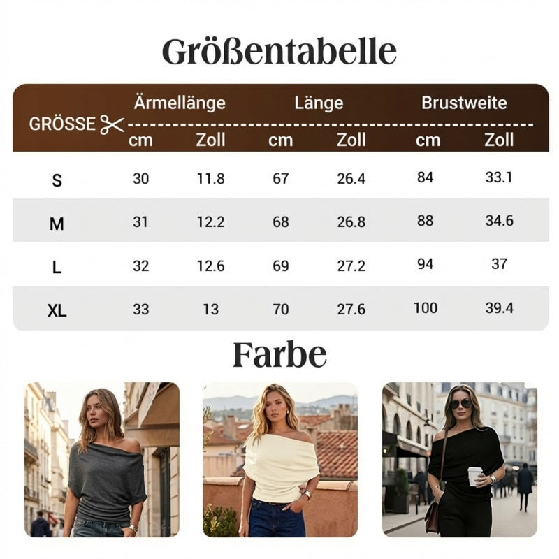 🔥 Heißer Sale: 50 % Rabatt!! 🔥 Asymmetrisches Off-Shoulder-Oberteil mit Fledermausärmeln für Damen