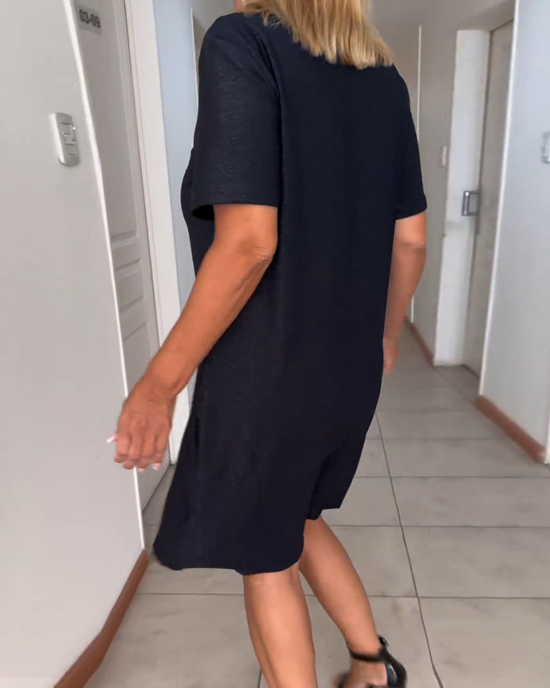 🔥Nuevos productos 2025🔥Vestido torcido con cuello en V y mangas cortas